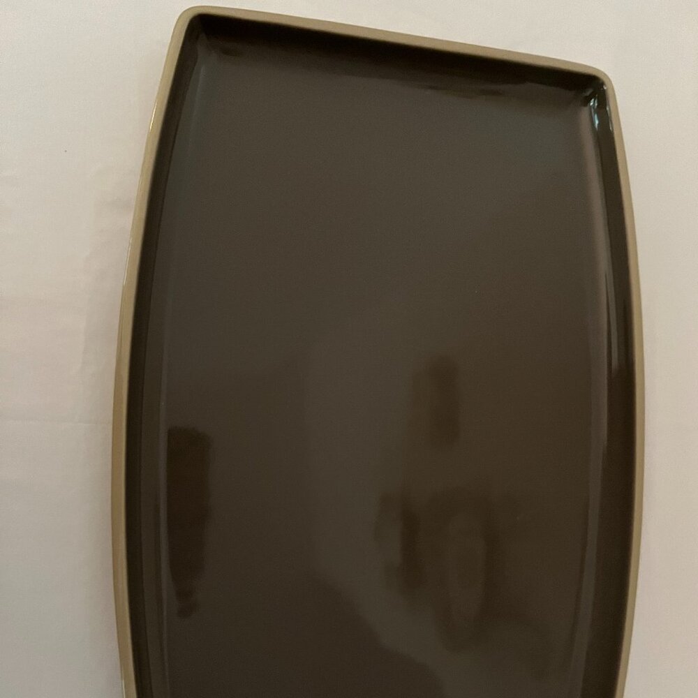 Pampered Chef Glazed Stoneware Entertaining Platter #1452, 16" x  9" x 1", Gray